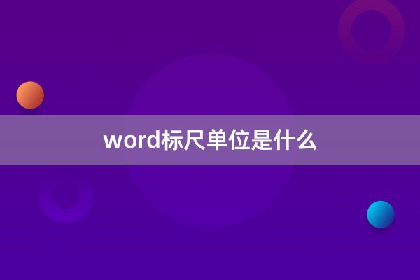 word标尺单位是什么